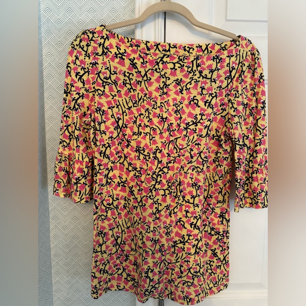Lilly Pulitzer Pink and Yellow Floral Blouse